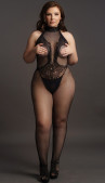 Кэтсьюит с доступом High Neck Fishnet And Lace Bodystocking, черный