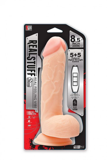 Телесный Usb-вибратор Realstuff 8.5Inch - 22 см.