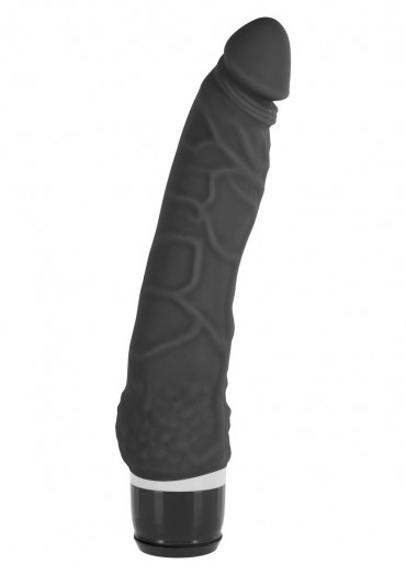 Чёрный силиконовый вибратор Classic Slim - 21 см.