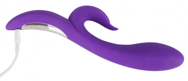 Фиолетовый вибратор с клиторальным отростком Pure Lilac Vibes - 21,8 см.