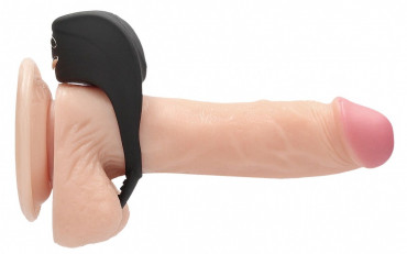 Черное эрекционное виброкольцо с электростимуляцией C-spot Massager