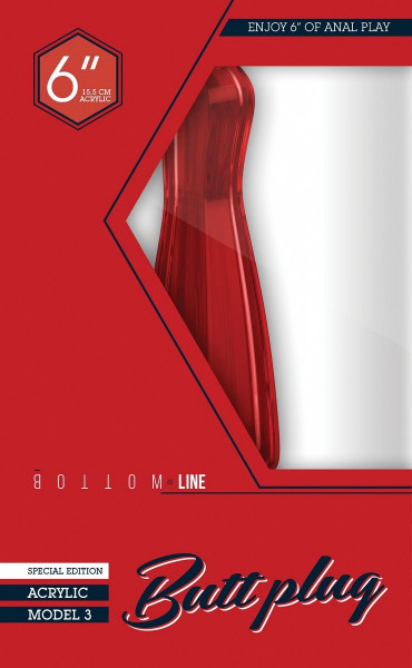 Красный анальный стимулятор Bottom Line 6" Model 3 Acrylic Red - 15,5 см.