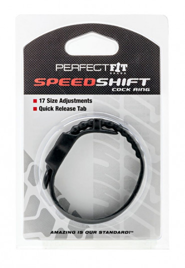 Чёрное регулируемое эрекционное кольцо Speed Shift