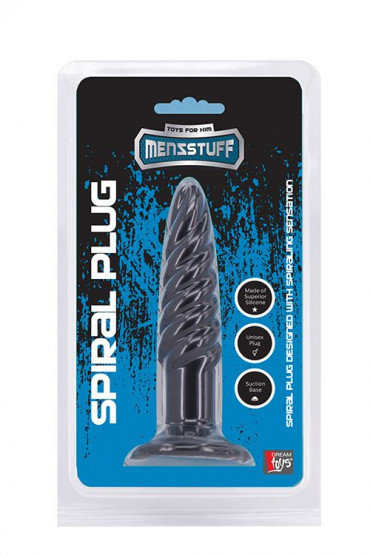 Анальная пробка со спиралевидным рельефом Menzstuff Spiral Plug Black - 11,5 см.