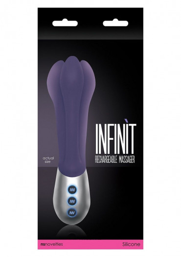 Фиолетовый вибратор Infinit с тремя гнущимися отростками - 20,3 см.
