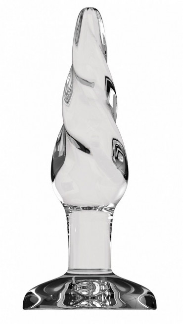 Прозрачная витая анальная пробка Bottom Line 5" Model 5 Glass - 13 см.