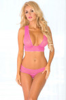 Эффектный комплект из сетки Net Worthy Bra & Panty Set, розовый