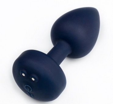 Большая синяя анальная пробка с вибрацией Fun Toys Gplug - 10,5 см.