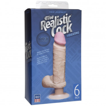 Вибромассажер-реалистик на присоске The Realistic Cock Ultraskyn Vibrating 6”- 21,6 см.