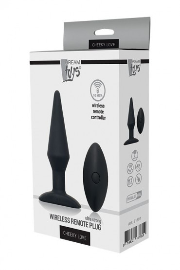 Черный анальный вибромассажер Wireless Remote Plug - 13 см.