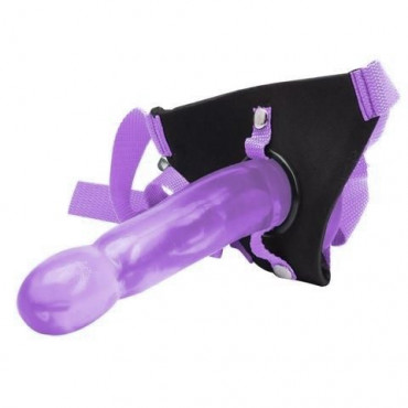 Фиолетовый страпон Climax Strap-on Purple Ice Dong & Harness set - 17,8 см.