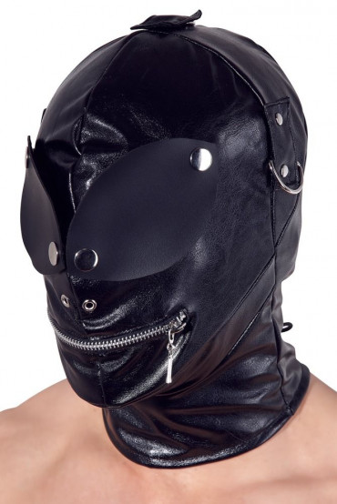 Маска на голову с отверстиями для глаз и рта Imitation Leather Mask