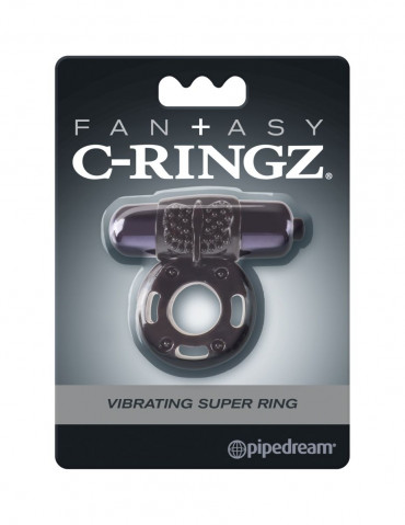 Чёрное эрекционное кольцо Vibrating Super Ring
