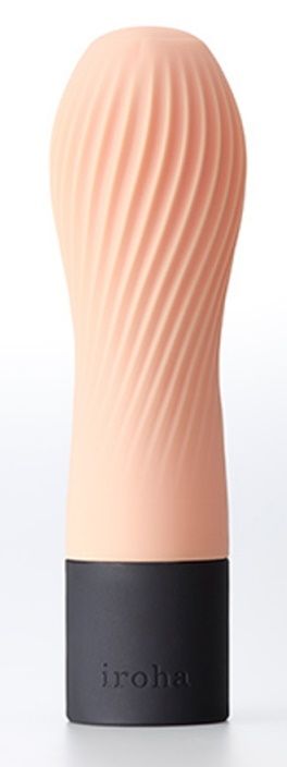 Персиковый рифленый мини-вибратор Iroha Zen Hanacha - 12,7 см.