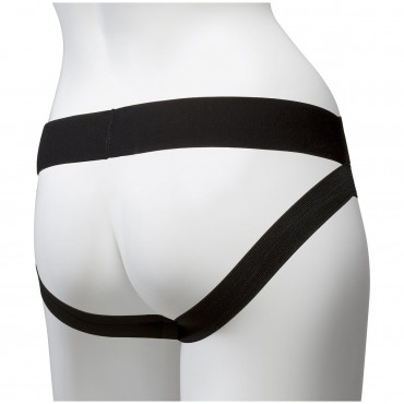 Трусики с плугом Vac-U-Lock Panty Harness with Plug Dual Strap - S/M, черный