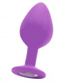 Большая фиолетовая анальная пробка Ouch! Large Diamond Butt Plug с кристаллом - 8 см.