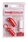 Вибропуля с двумя красными силиконовыми насадками Neon Teasing Traveller 10Func. Bullet