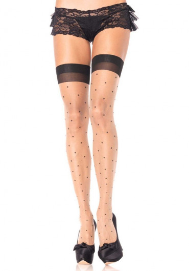 Чулочки в горошек Plus Size Polka Dot Thigh High, телесный с черным