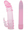 Розовый вибратор с рельефной насадкой Good Vibes Orgasmic Dream Vibrator Set - 15,2 см.