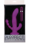 Фиолетовый вибратор с двумя дополнительными отростками Purrfect Silicone 3Ways Vibrator 6.5Inch - 17 см.
