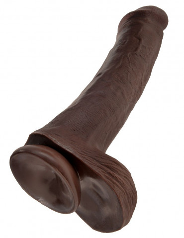 Коричневый фаллоимитатор на присоске 13" Cock with Balls - 35,6 см.