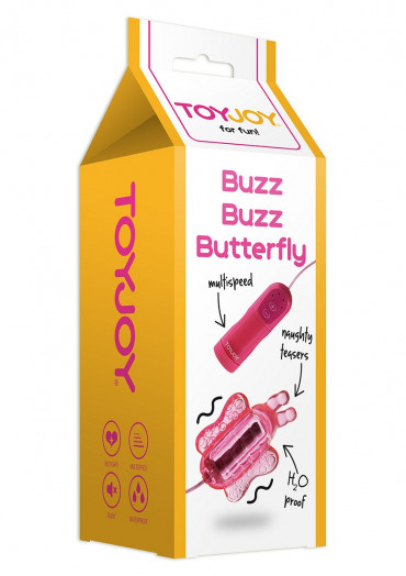 Розовый вибростимулятор-бабочка Buzz Buzz Butterfly Massager - 6 см.