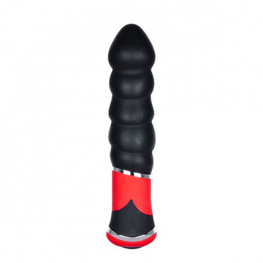 Чёрный силиконовый вибромассажёр для анальной стимуляции Bootyful Ribbed Vibe