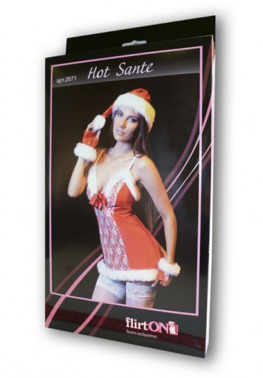 Костюм помощницы Санты Hot Sante, красный с белым