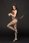 Костюм кошки Kandi с хвостиком и ушками, черный с леопардовым