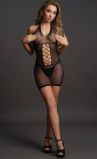Платье в сеточку с вырезом сзади Peek-A-Boo Fishnet Dress, черный